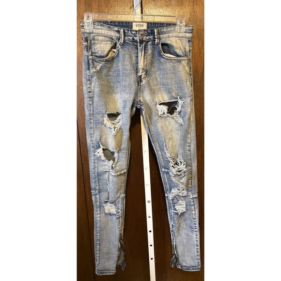 KDNK 1141411 Skinny Jeans Sz30 Ripped Mens Jeans Destroyed Grunge Street Moto - Picture 1 of 8